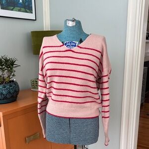 Madewell V-Neck Sweater in Pink and Red